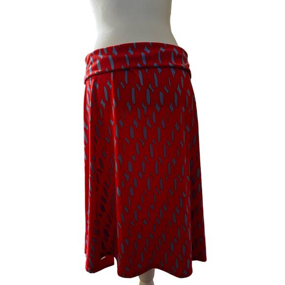 Orange and Blue Triangle Pattern Roll Down Flowy Romantic Above the Knee Skirt - Picture 1 of 3
